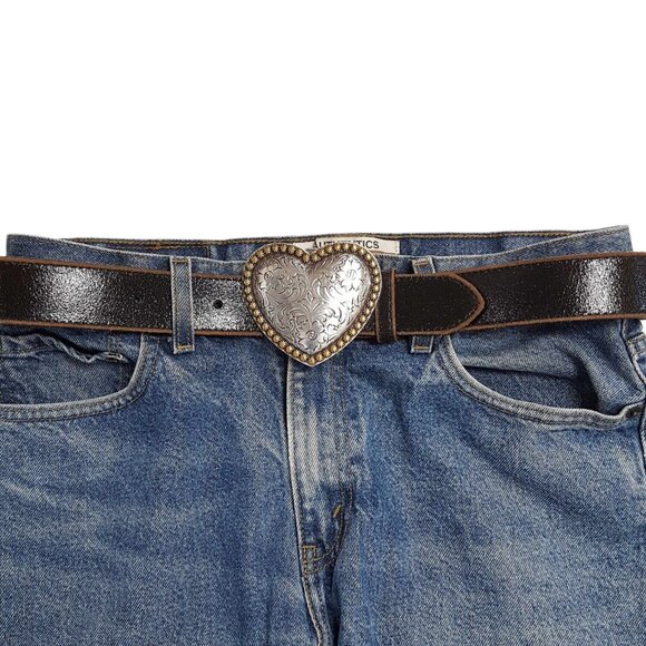 Western Heart Buckle w. Vintage Leather belt main image 2